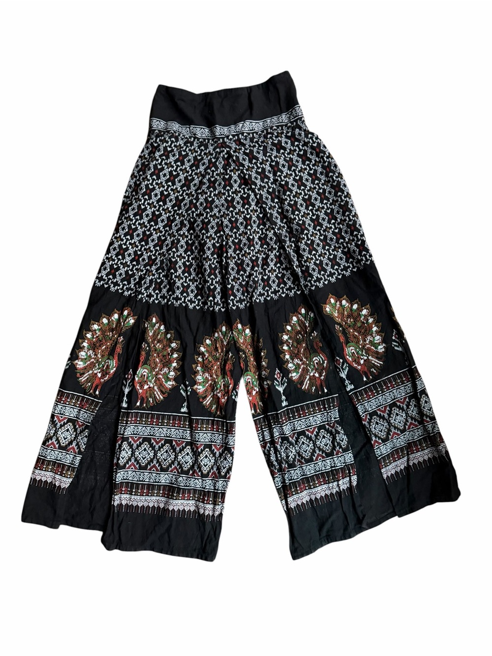 Thai, 100% Cotton, Peacock Split Palazzo Pants